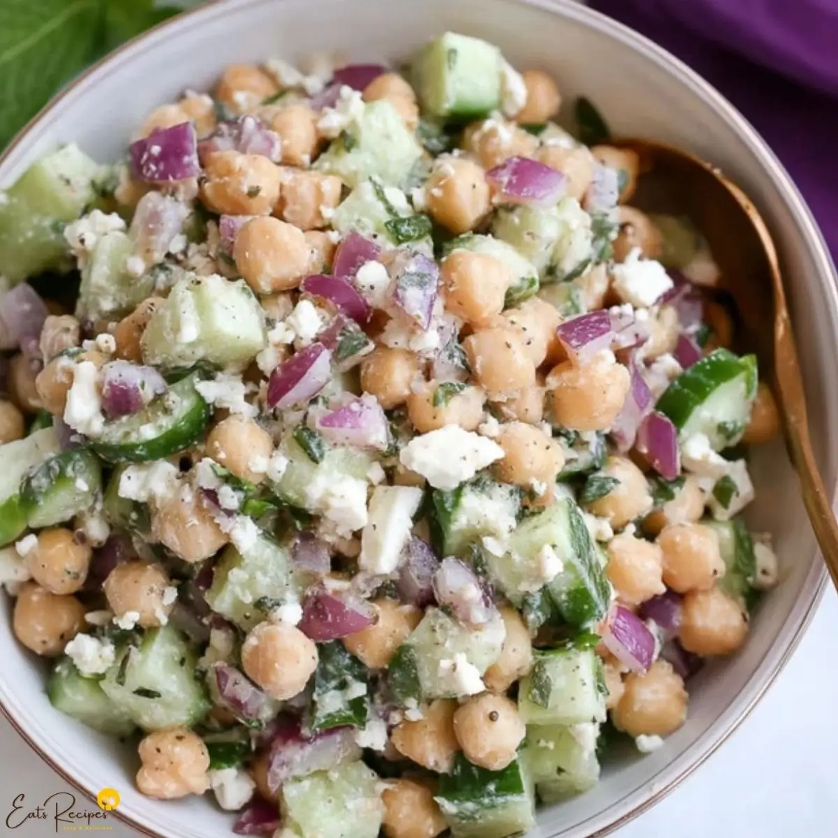 Chickpea Feta Cucumber Salad