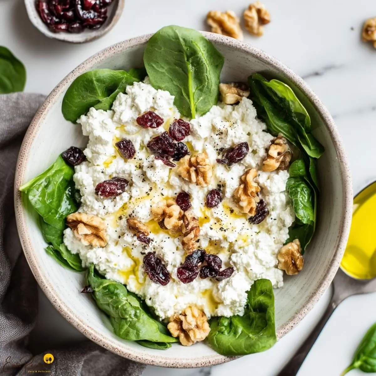 Easy Cottage Cheese and Spinach Salad Recipe