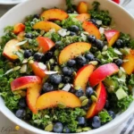 Easy Peach and Blueberry Kale Salad