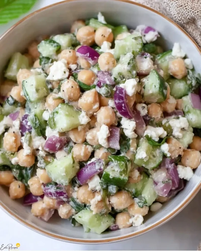 How to Make Chickpea Feta Cucumber Salad