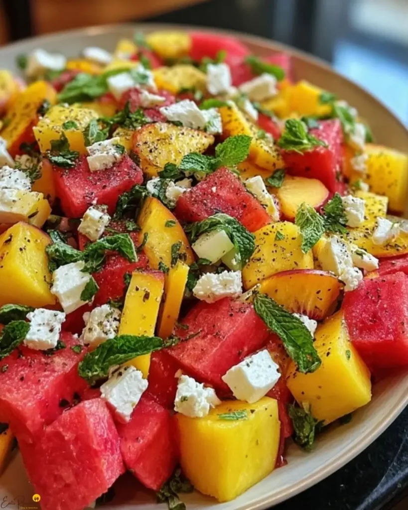 How to Make Peach Watermelon Salad