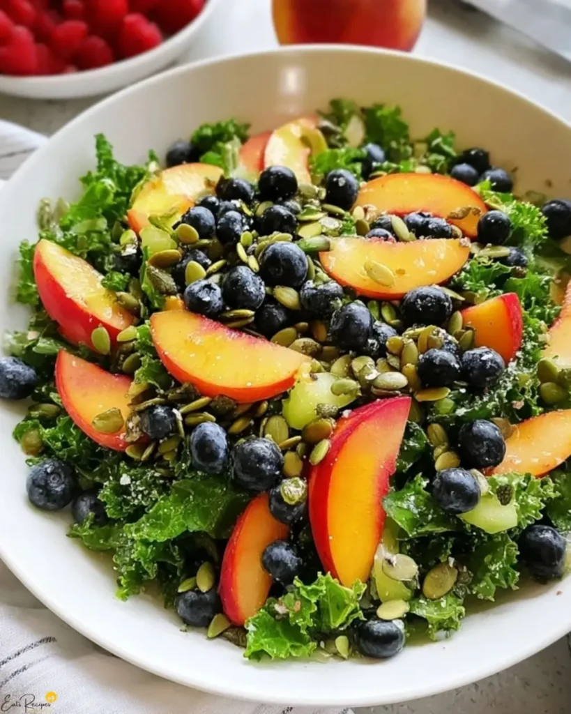 How to Make Peach and Blueberry Kale Salad